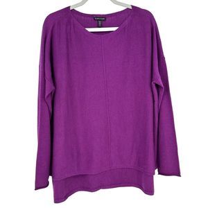 Eileen Fisher Long Sleeve Boxy Wool Sweater Size M Purple Lagenlook Minimalist